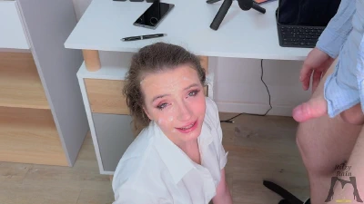 Cover for 'Secretary Ritzy Rain Punished By Her Boss – Rough Deepthroat Blowjob For Missed Deadline And A Messy Cum-Face Finish'